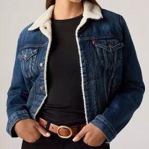 Levis ORIGINAL Sherpa Shearling Denim TRUCKER Jacket WMNS Sz XS NEW AUTHENTIC